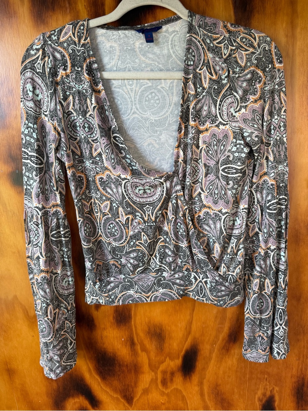 Boho Womens Paisley Flared Long-Sleeve V-Neck Top ~ So Soft!